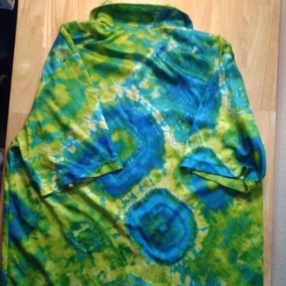 Vintage Pop Icon Trippy Psychedelic Tie Dye Polyester Disco Shirt - Picture 7 of 8